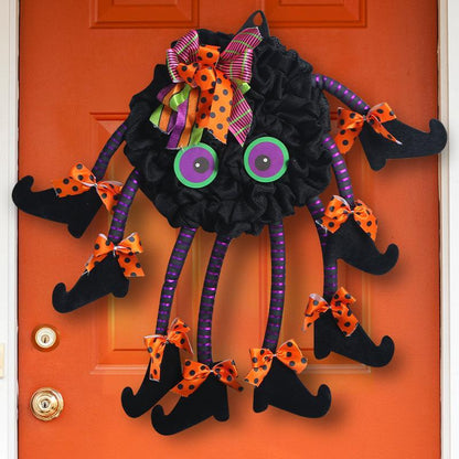زينة حفلات عيد الهالوين الإبداعية متعددة الأرجل عنكبوتية معلقة على الباب معلقة على شكل إكليل عنكبوت