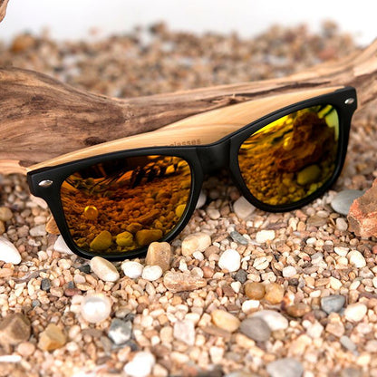 نظارات شمسية مربعة عتيقة مربعة للرجال نساء خشب