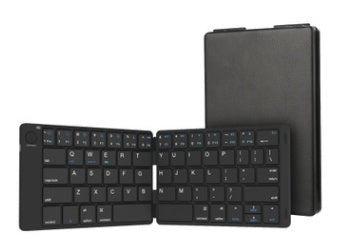 لوحة مفاتيح جلدية لاسلكية صغيرة قابلة للطي بالبلوتوث للكمبيوتر المحمول والهاتف اللوحي