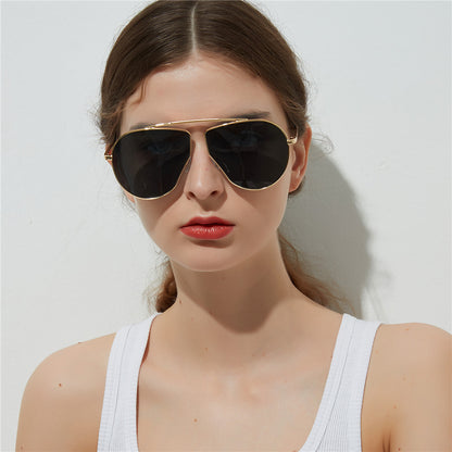 A1166 نظارة شمسية بإطار كبير متعدد الأضلاع، نظارة شمسية بإطار معدني للنساء