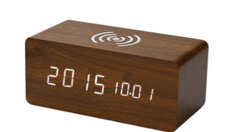 مصنع للبيع بالجملة ساعة خشبية ذكية ذكية لاسلكية ذكية للتحكم في الصوت صديقة للبيئة صديقة للبيئة ساعة خشبية LED منبه خشبي منزلي إلكتروني خشبي