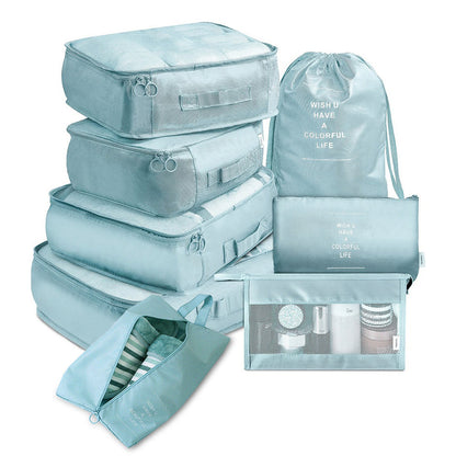 مجموعة من 8 قطع، حقيبة مقسمة للأمتعة، حقيبة تخزين الملابس الداخلية والأحذية، منظم حقيبة التعبئة المكعبات