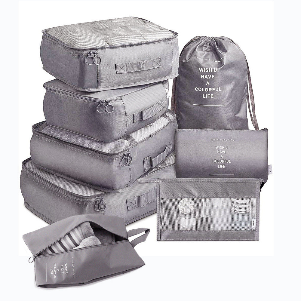 مجموعة من 8 قطع، حقيبة مقسمة للأمتعة، حقيبة تخزين الملابس الداخلية والأحذية، منظم حقيبة التعبئة المكعبات