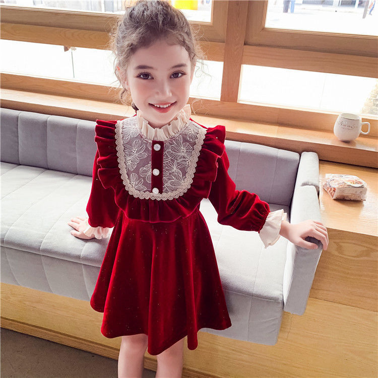 فستان الكريسماس الأحمر المخملي للفتاة المخملية