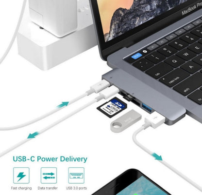 متوافق مع Apple، موزع USB من النوع C إلى موزع قارئ بطاقة TF SD 3.0 مع موزع USB C Hub Dock