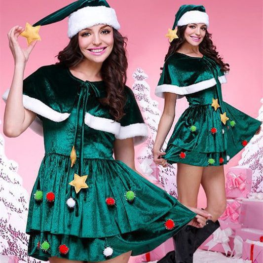 ملابس عيد الميلاد فستان شجرة عيد الميلاد الخضراء