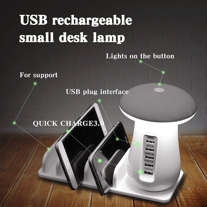 2 في 1 مصباح فطر متعدد الوظائف LED حامل مصباح LED شاحن USB مستلزمات مكتبية منزلية