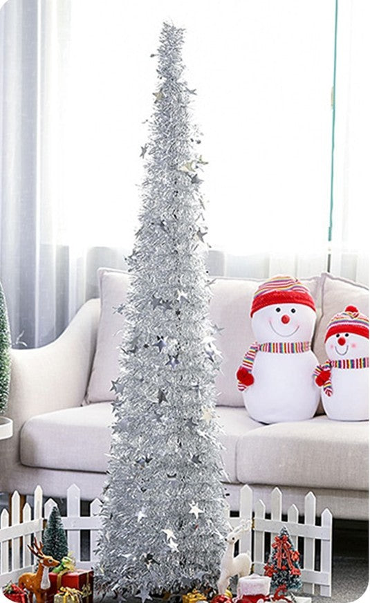 شجرة عيد الميلاد بهرج اصطناعية مع حامل شجرة عيد الميلاد الاصطناعية الرائعة القابلة للطي لزينة عيد الميلاد