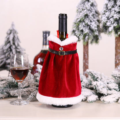 طقم زجاجة نبيذ فستان عيد الميلاد