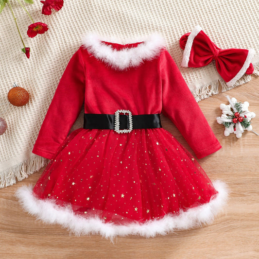 فستان طفلة فستان عيد الميلاد للطفلة بدلة رأس عقال