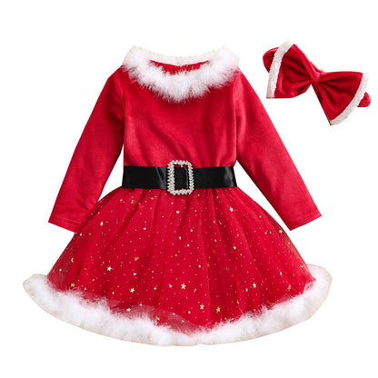 فستان طفلة فستان عيد الميلاد للطفلة بدلة رأس عقال