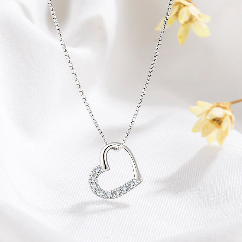 ق 925 فضة الحب قلادة القلب قلادة قلادة للنساء مجوهرات السيدات الذهب اللون سلسلة الترقوة هدايا مجوهرات عالية الجودة
