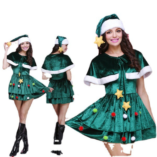 ملابس عيد الميلاد فستان شجرة عيد الميلاد الخضراء