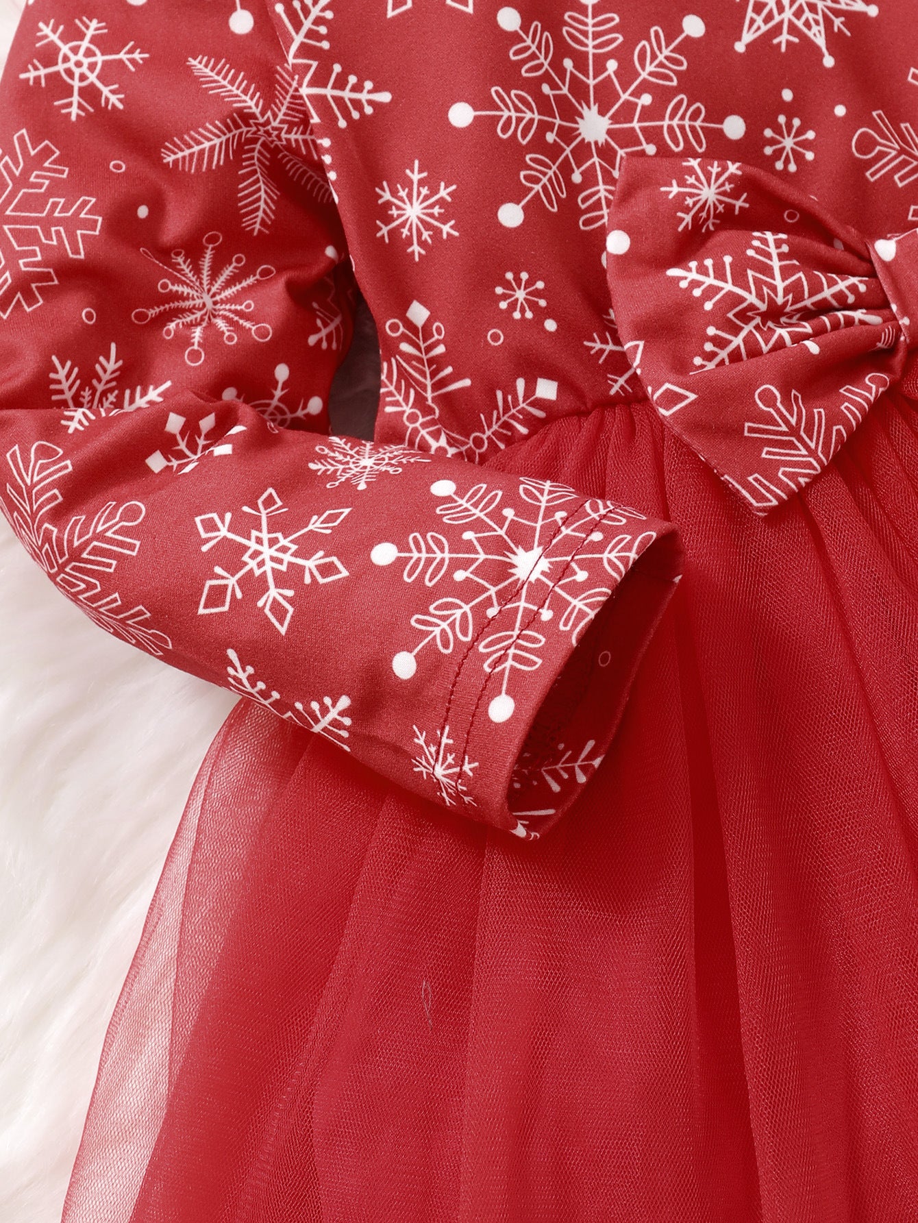 فستان عيد الميلاد للبنات بطبعة ندفة الثلج
