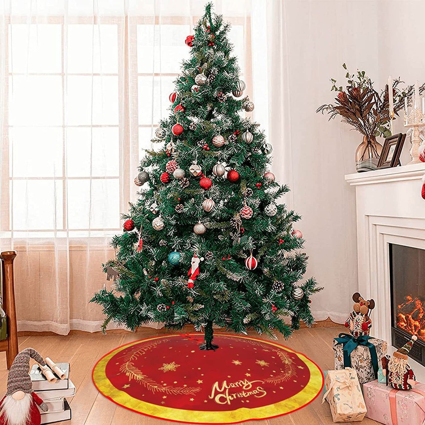 زينة شجرة عيد الميلاد تنورة شجرة عيد الميلاد تنورة شجرة عربة الغزلان