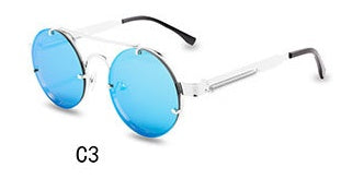 نظارات شمسية مستديرة من ماركة Steampunk بتصميم مستدير للرجال والنساء معدنية فاسقة