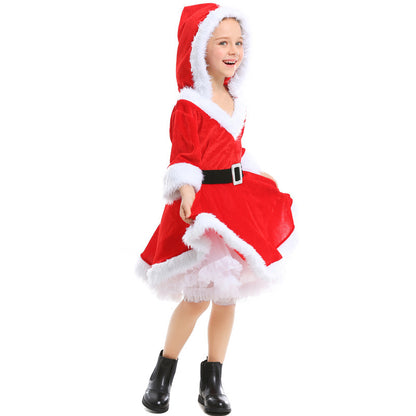 فستان تنورة توتو من التول الأحمر لبابا نويل فتاة الكريسماس