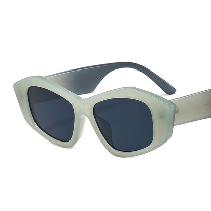 نظارة شمسية مخططة للرجال والنساء ذات إطار صغير هندسي الإطار الصغير