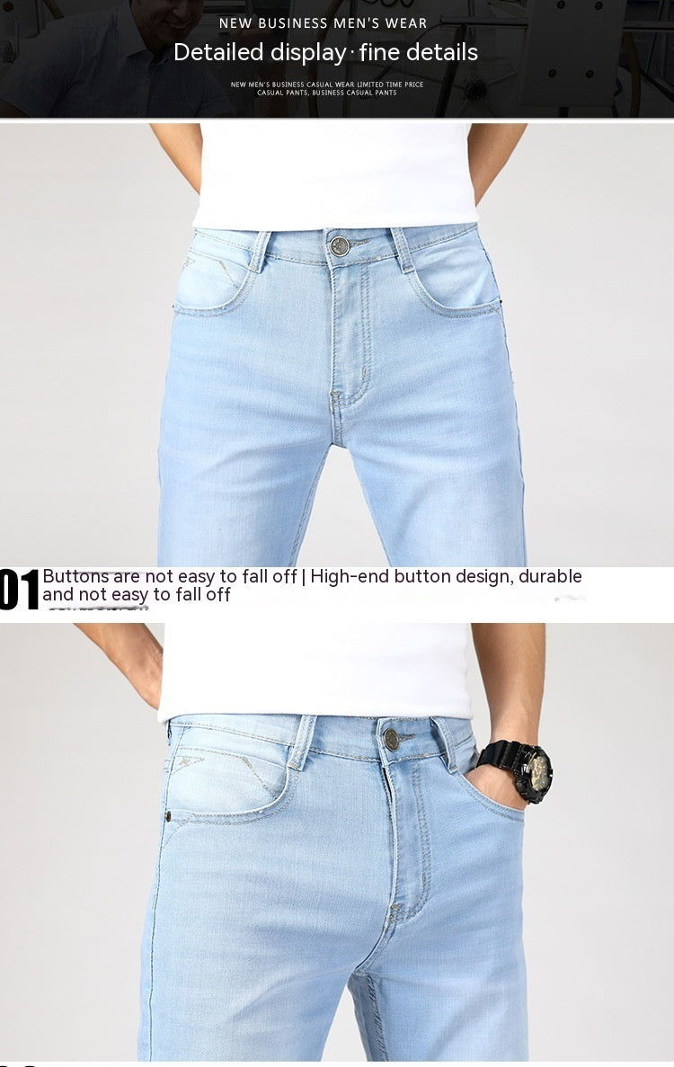 بنطال جينز صيفي للرجال ذو قصة مستقيمة