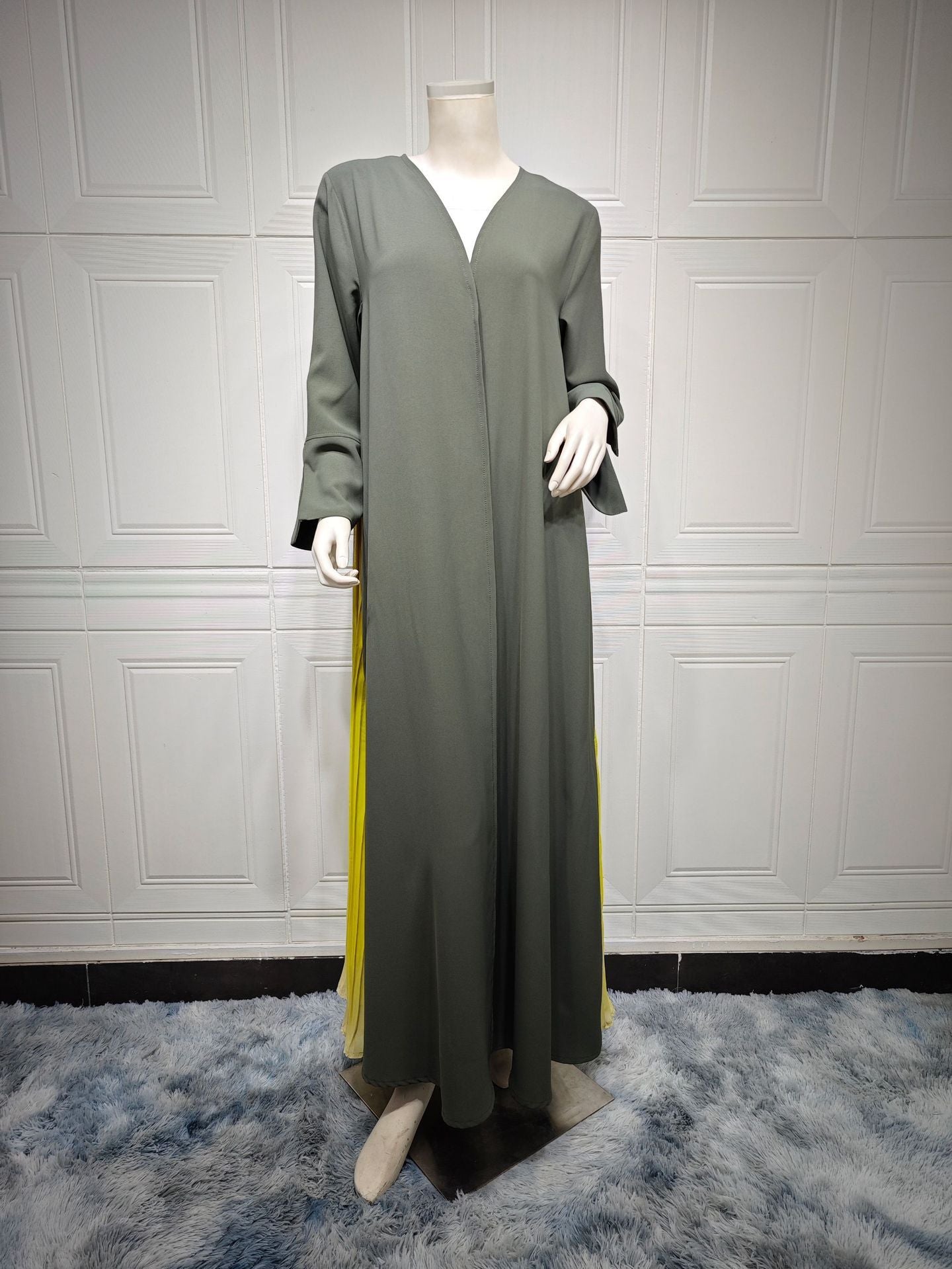 ملابس تركية فستان شيفون شيفون مطرز بثنيات